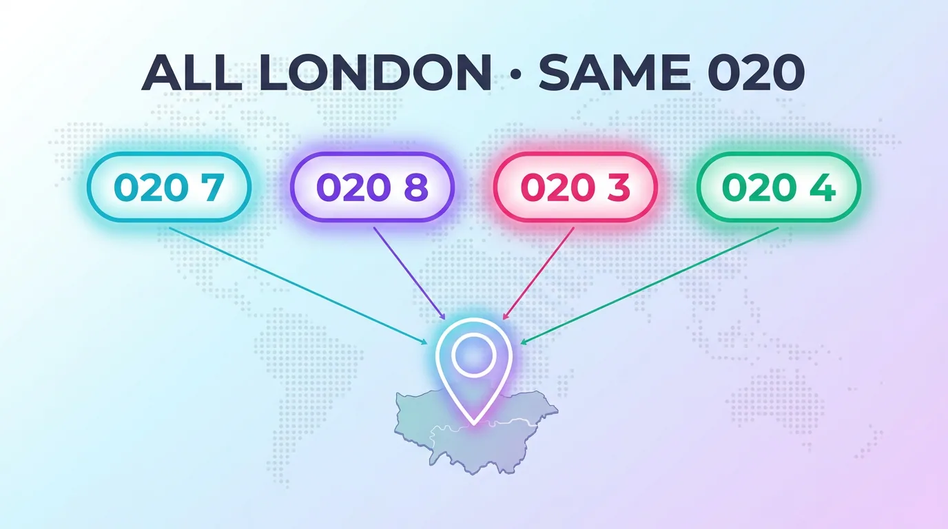 All London ranges 020 7, 020 8, 020 3 and 020 4 share the same 020 code