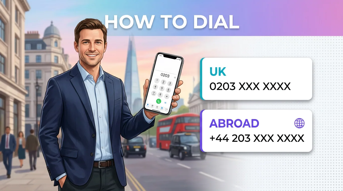 How to dial a 0203 number: 0203 XXX XXXX within the UK and +44 203 XXX XXXX from abroad