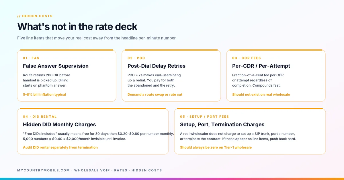 Five hidden cost line items not shown on the wholesale VoIP rate deck