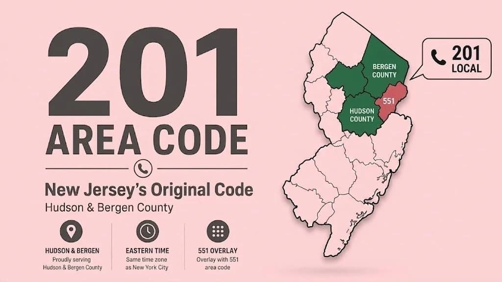201 area code — incoming call from Jersey City, NJ, marked LOCAL across northeastern New Jersey
