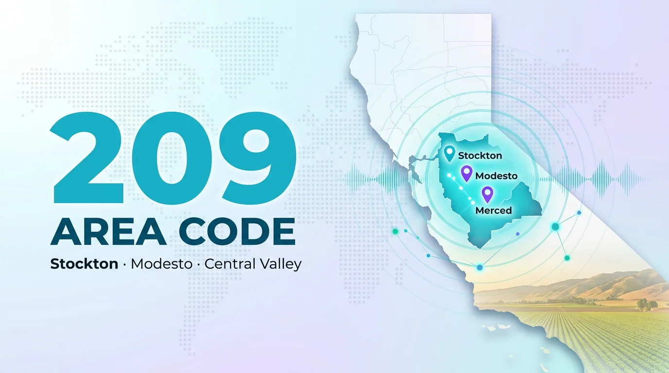 209 area code map highlighting Stockton, Modesto, and Merced across California's Central Valley