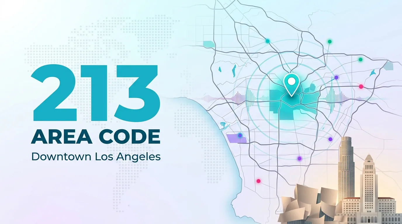 213 area code infographic for downtown Los Angeles with a map and location pin