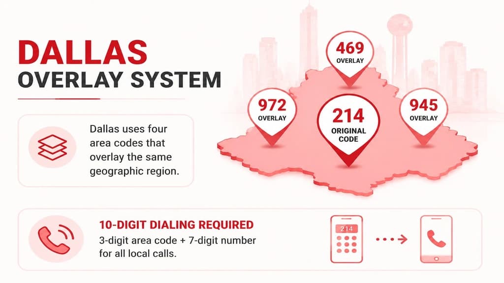 The Dallas overlay system — 214 sharing one region with 469, 972, and 945