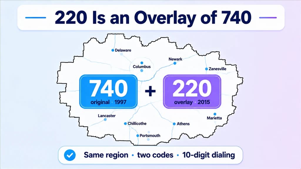 220 is an overlay of the 740 area code