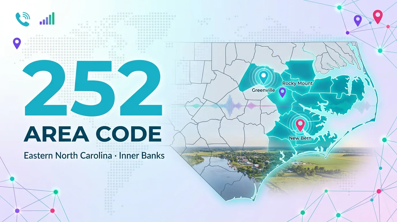 252 area code infographic for eastern North Carolina's Inner Banks region