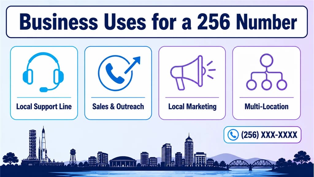 Four cards showing 256 uses: support line, sales, marketing and multi-location