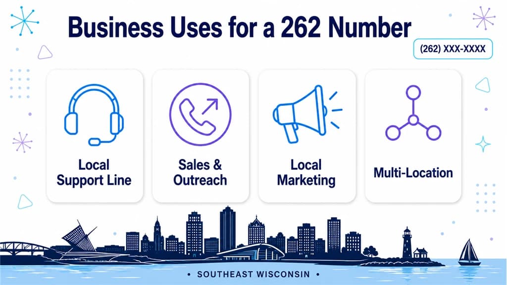 Four cards showing 262 uses: support line, sales, marketing and multi-location