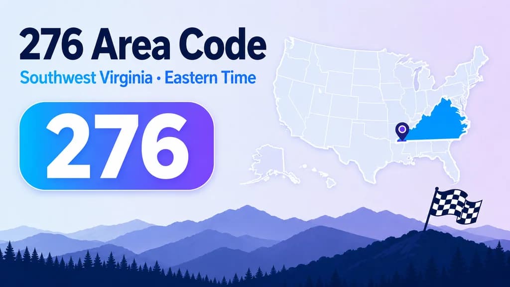 Map of Southwest Virginia marking Bristol, Abingdon and Martinsville with a 276 area code badge