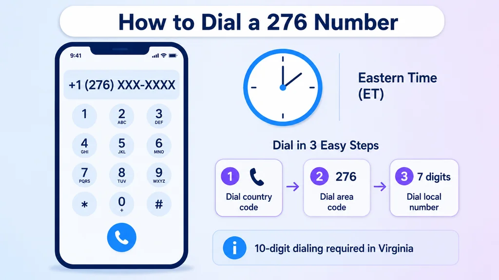 Dial pad and dialing-format card for calling a 276 number