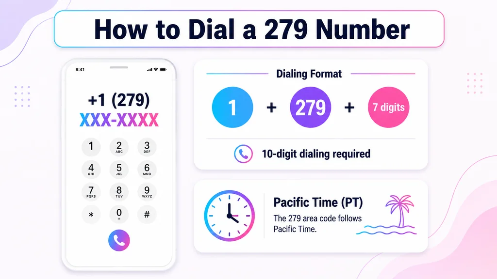 Dial pad and dialing-format card for calling a 279 number