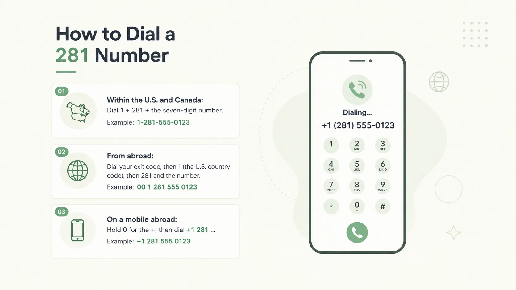how to dial a 281 number