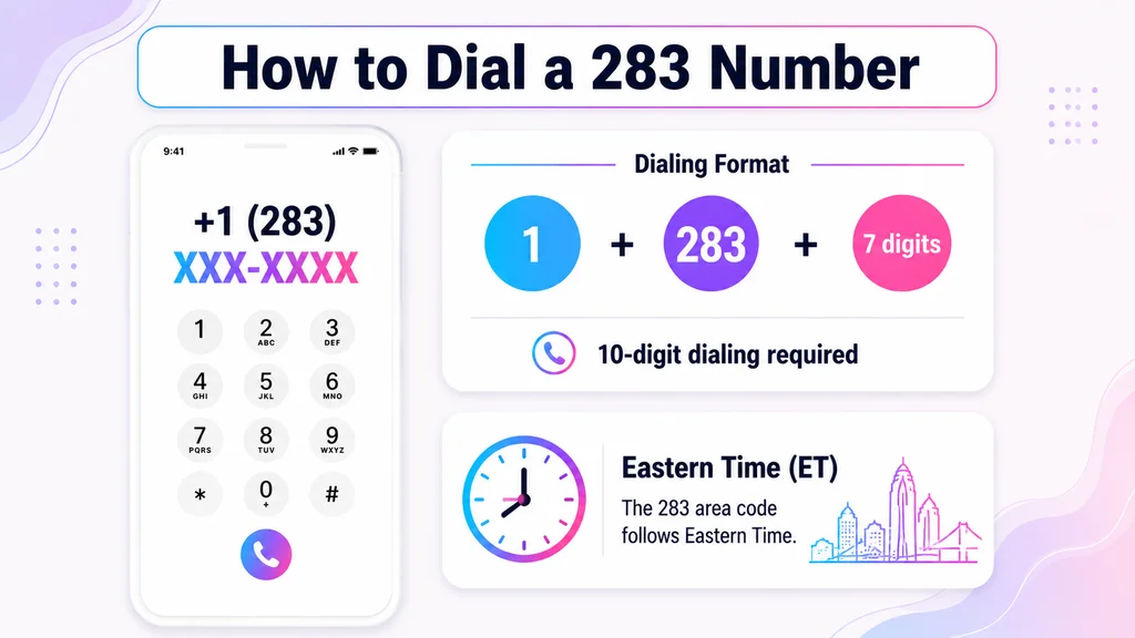 Dial pad and dialing-format card for calling a 283 number