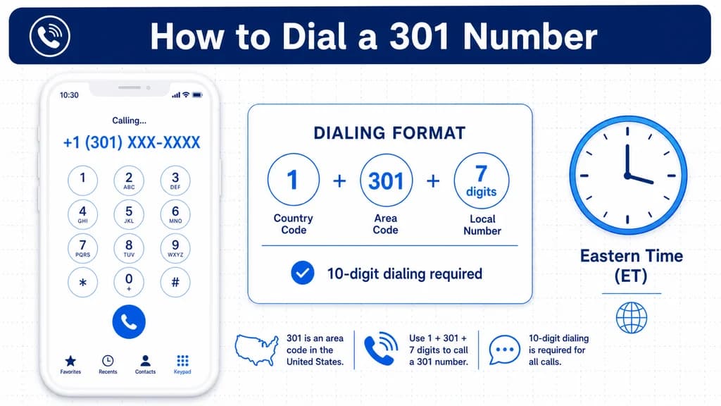 Dial pad and dialing-format card for calling a 301 number