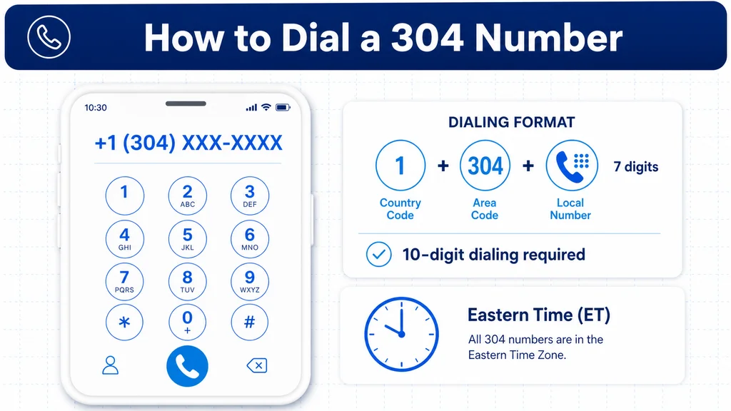Dial pad and dialing-format card for calling a 304 number
