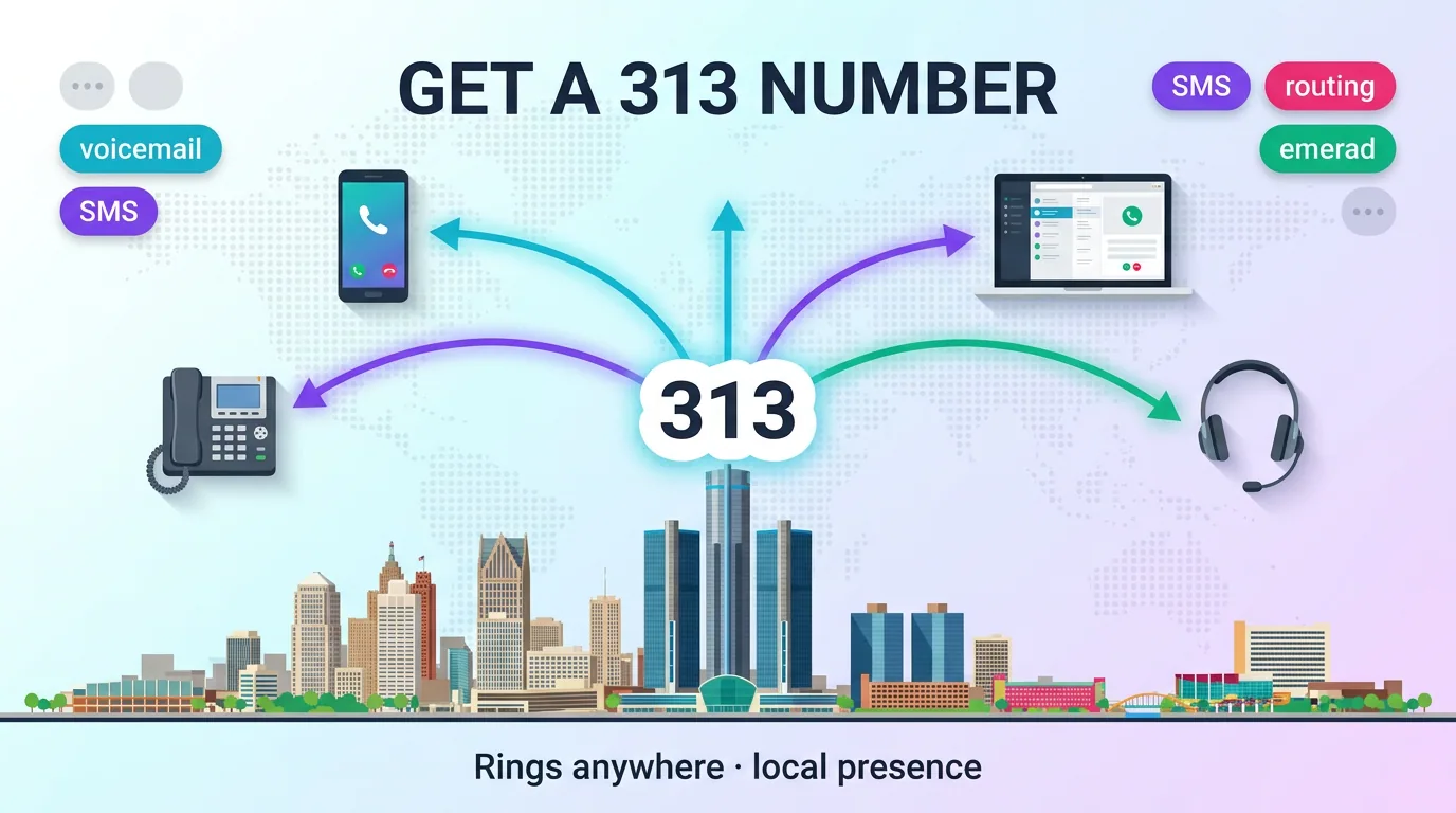 Getting a virtual 313 number that rings anywhere across devices for local Detroit presence