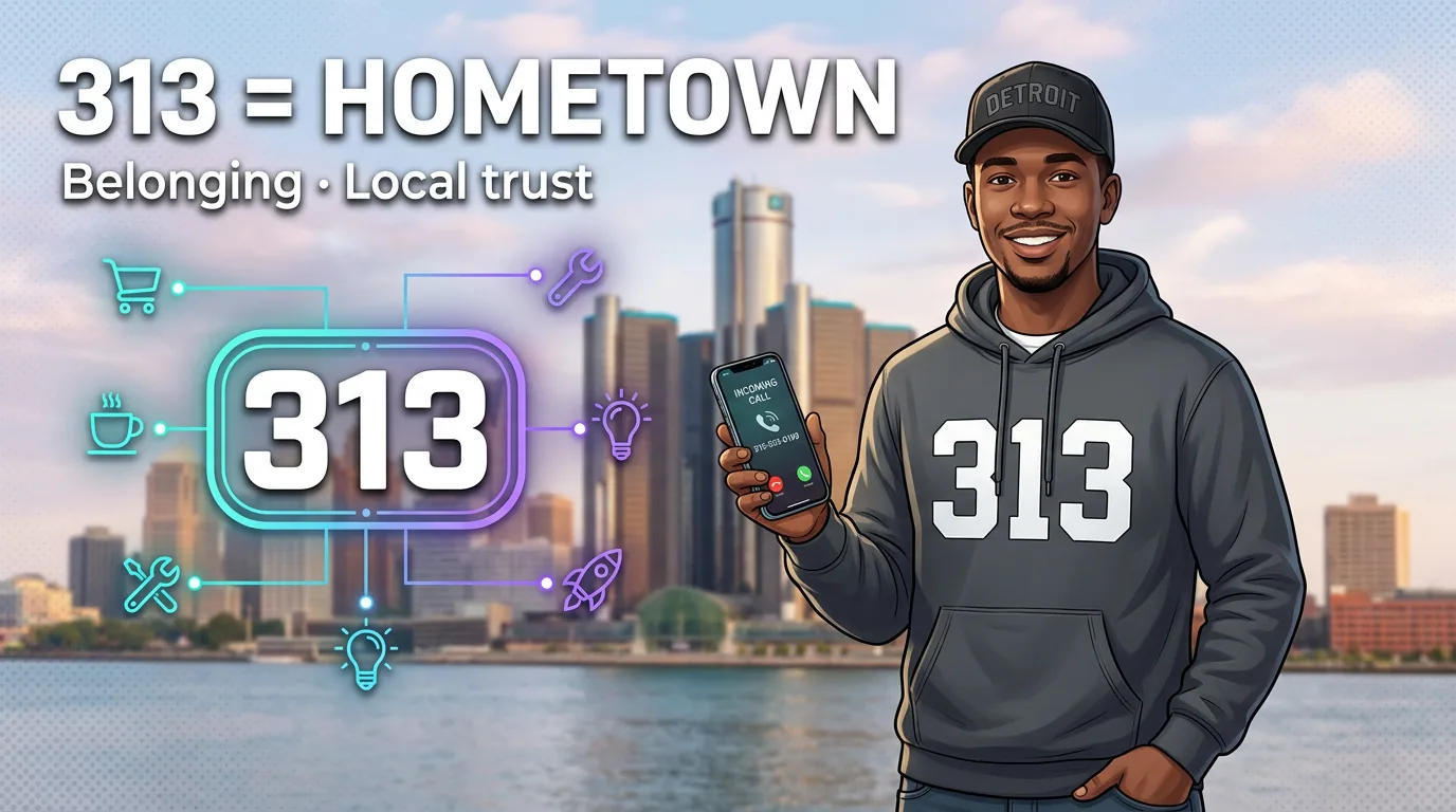 A 313 number as a Detroit hometown identity signaling belonging and local trust