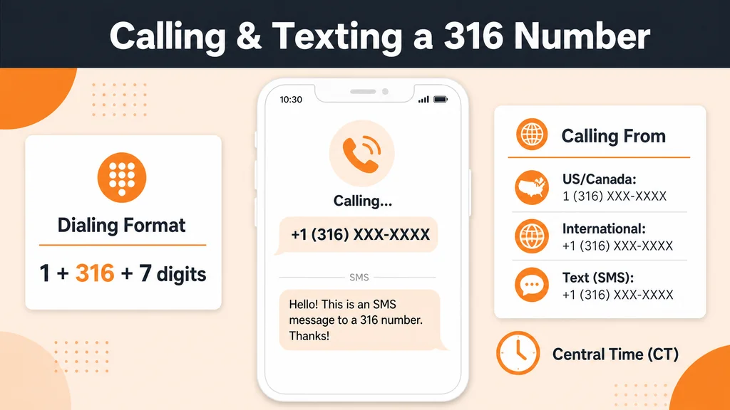 Making a call and sending a text to a 316 number in Central Time