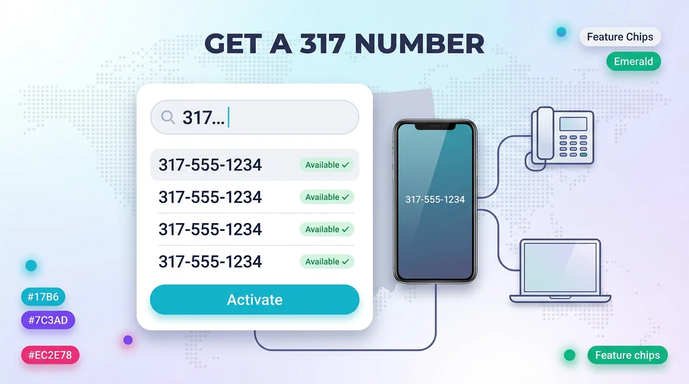 How to get a 317 number: search availability and activate, routed to phone, desk phone, and laptop
