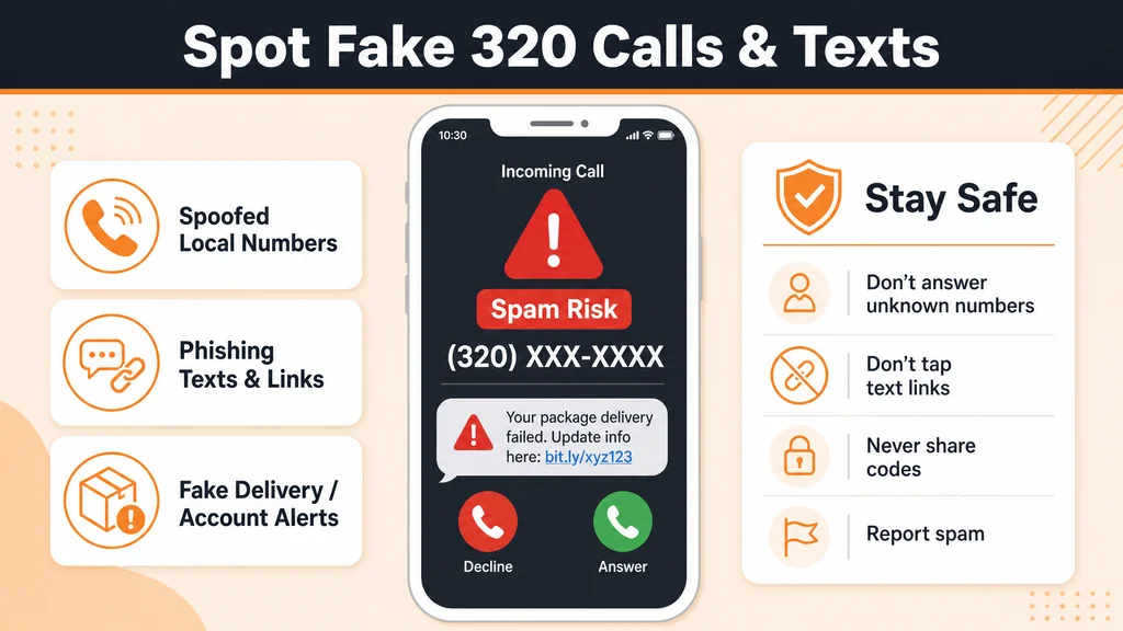 Flagged 320 spam call and text beside safety tips