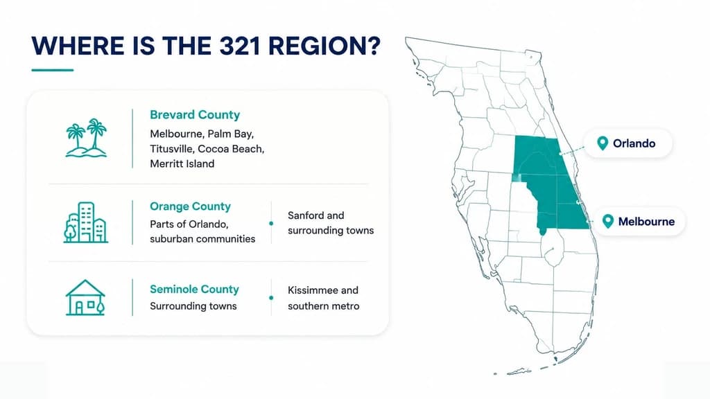 Where the 321 region is across Florida's Space Coast