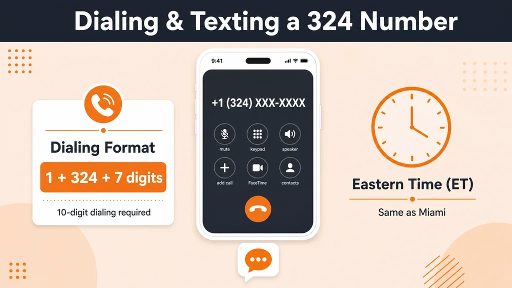 Dialing format and Eastern Time clock for a 324 number