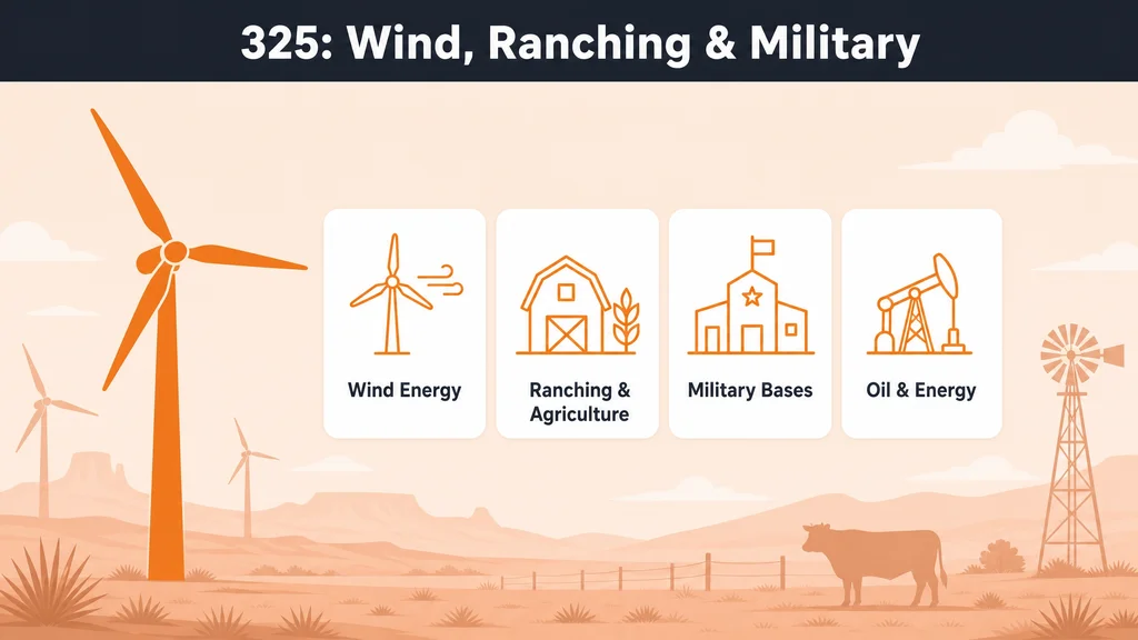 West Texas wind, ranching and military industries served by the 325 area code