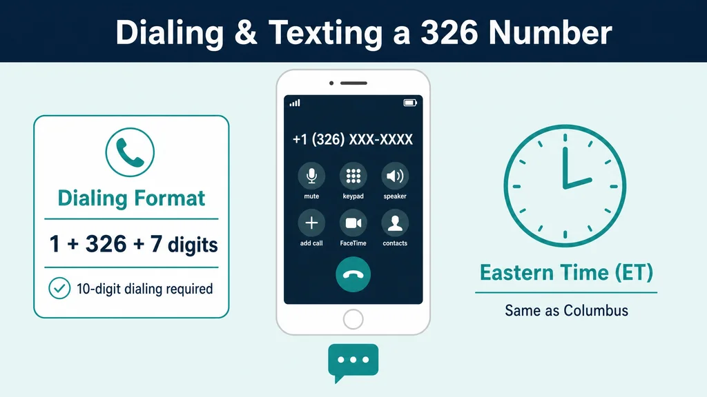 Dialing format and Eastern Time clock for a 326 number