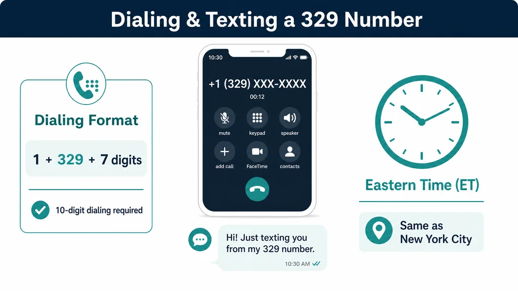 Dialing format and Eastern Time clock for a 329 number