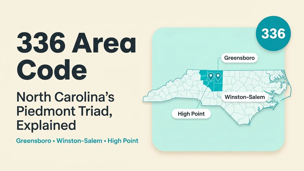 Map of North Carolina's Piedmont Triad marking Greensboro, Winston-Salem and High Point with a 336 area code badge