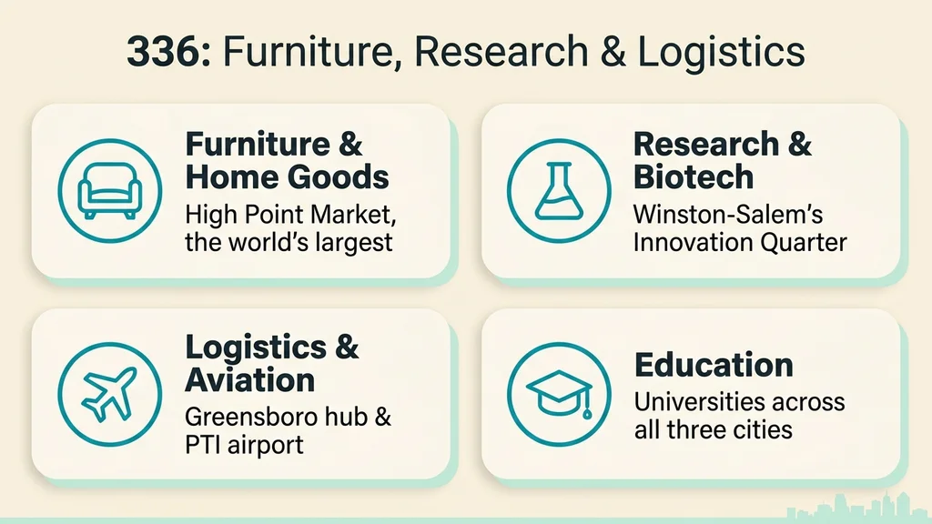 Piedmont Triad industries served by the 336 area code