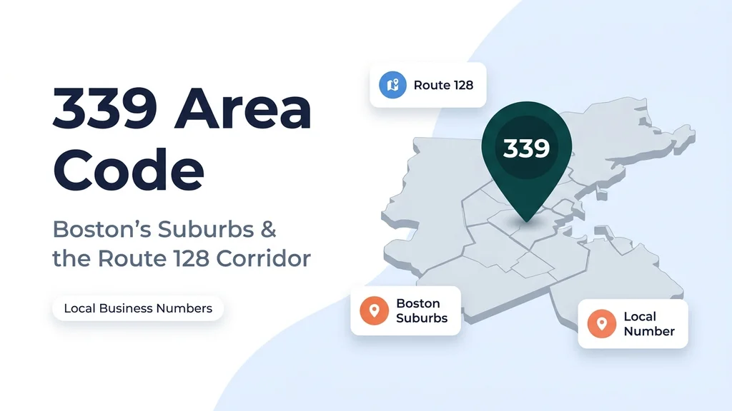 Map of Boston's inner suburbs and the Route 128 corridor with a 339 area code pin over the 781 region