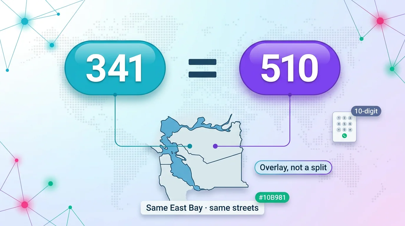 Diagram showing 341 equals 510 - the same East Bay streets, an overlay and not a split