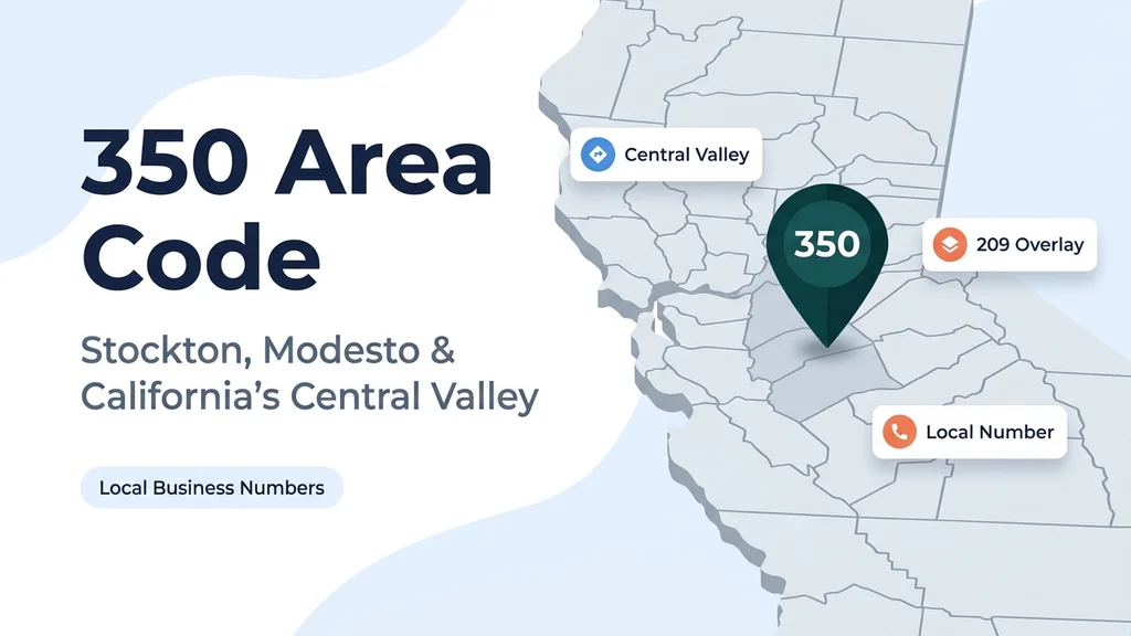 Map of California's Central Valley around Stockton and Modesto with a 350 area code pin over the 209 region
