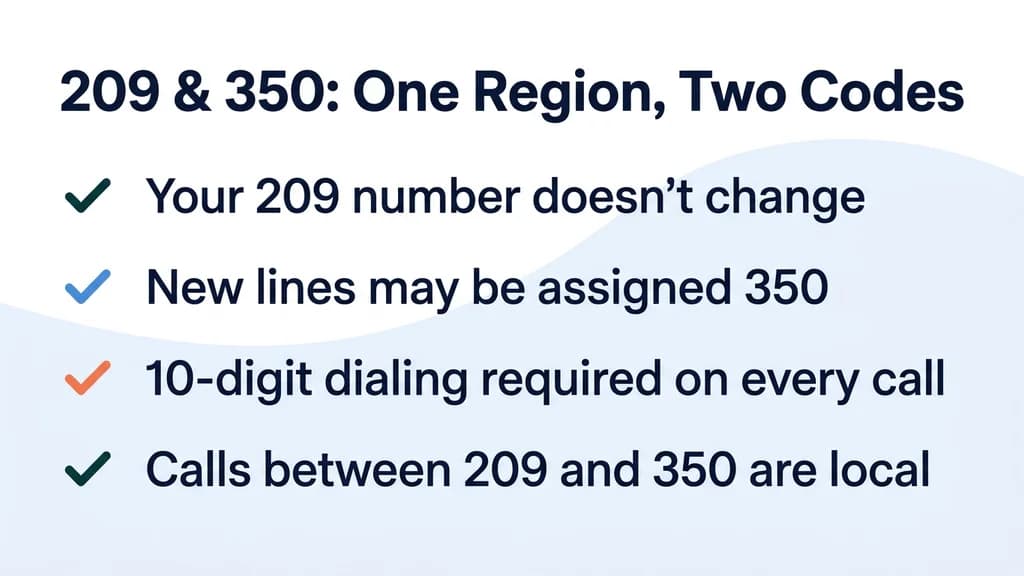 How the 209 and 350 overlay codes share the Central Valley