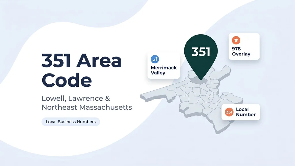 Map of northeast Massachusetts around Lowell and Lawrence with a 351 area code pin over the 978 region