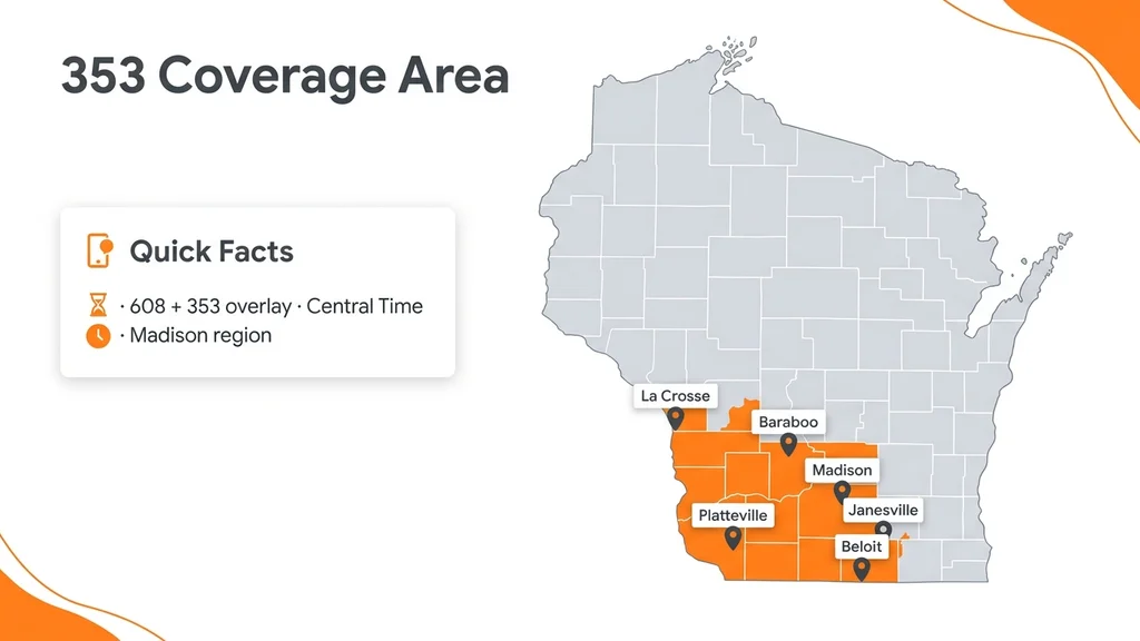 Coverage map of Madison and southwest Wisconsin served by the 353 area code