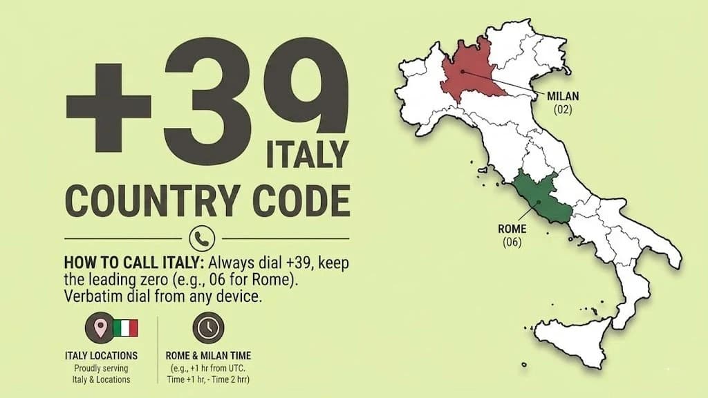 How to call Italy with country code +39 — keep the leading 0 when dialing from abroad