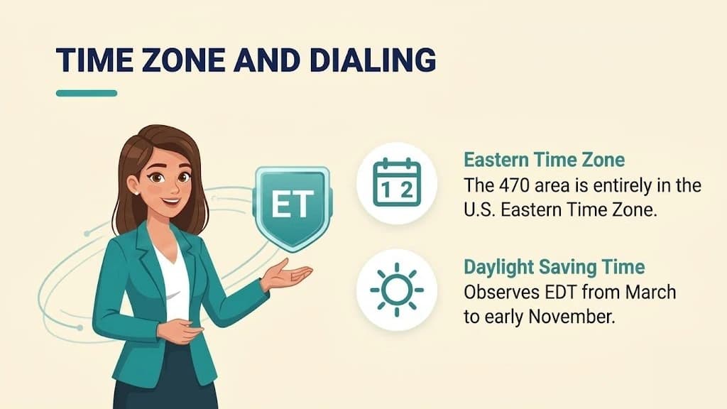 470 time zone and dialing