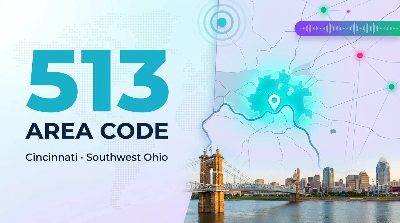 513 area code infographic for Cincinnati and southwest Ohio