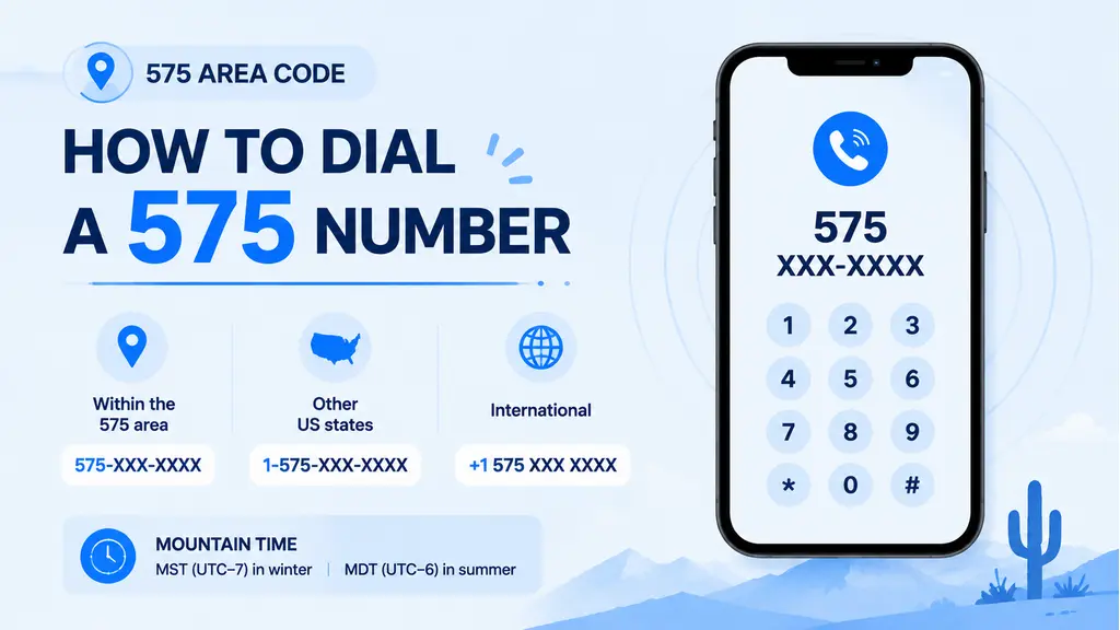 How to dial a 575 number — dialing formats for local, US, and international calls with Mountain Time zone info