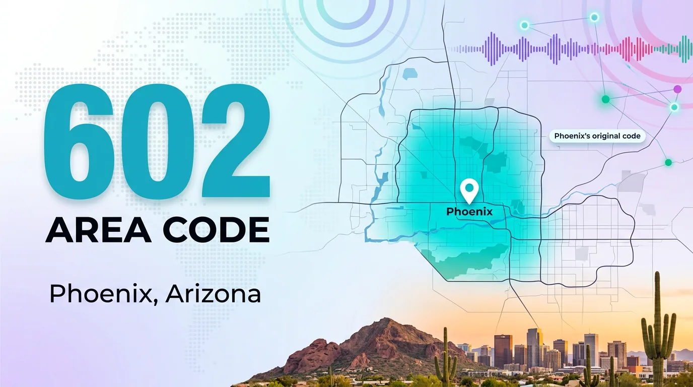 602 area code infographic for Phoenix, Arizona