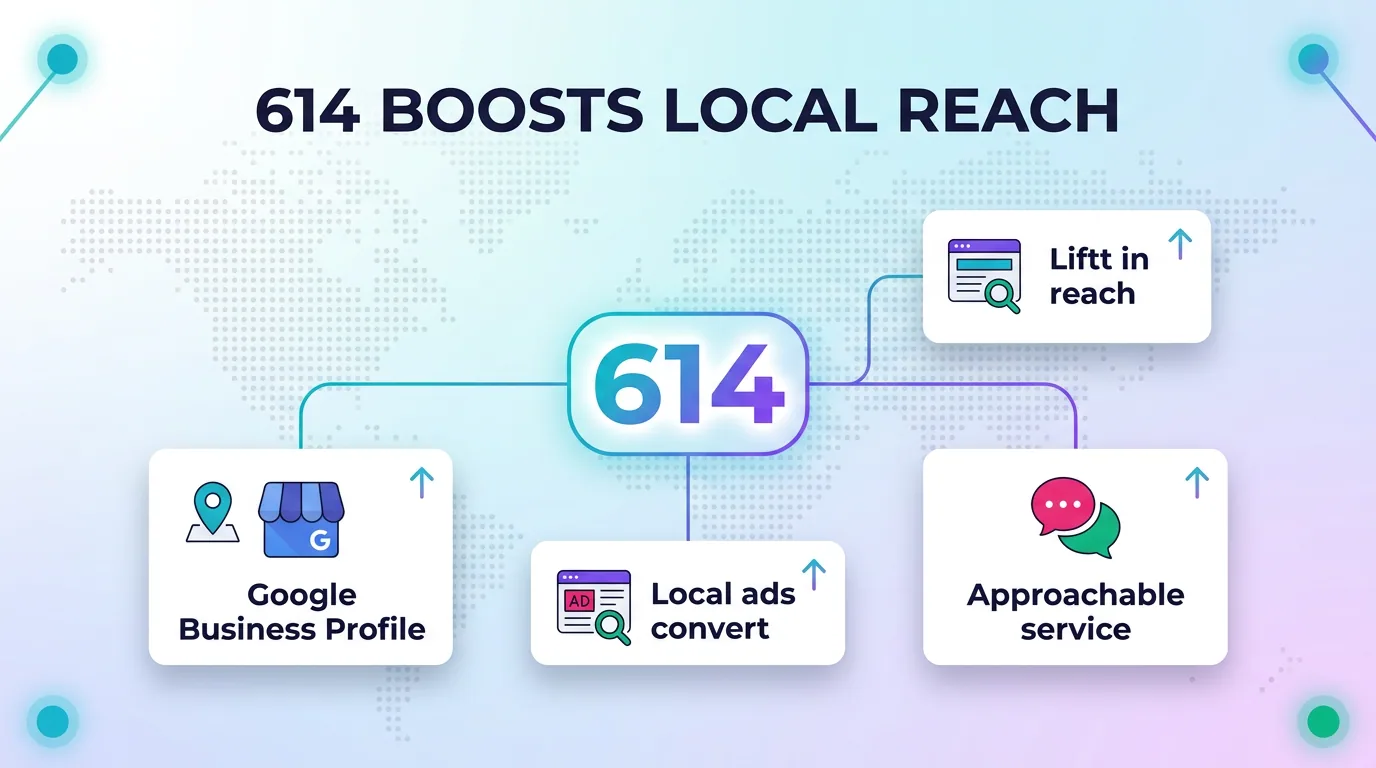 614 boosts local reach: Google Business Profile, local ads convert, approachable service, and a lift in reach