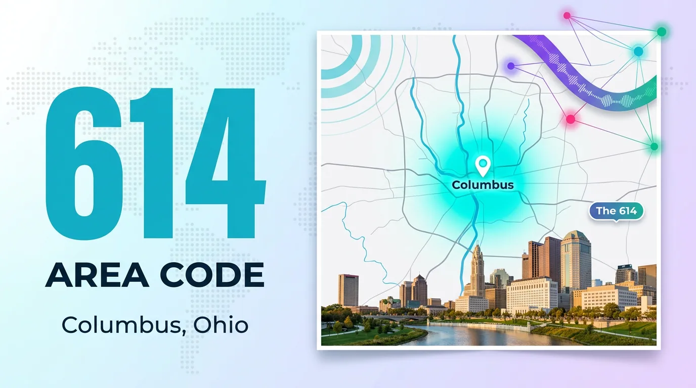 614 area code infographic for Columbus, Ohio