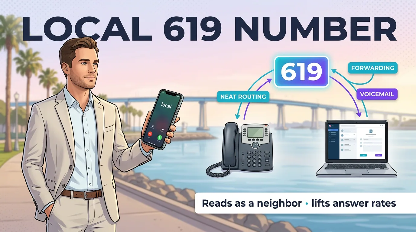 A local 619 number that reads as a neighbor and lifts answer rates for business