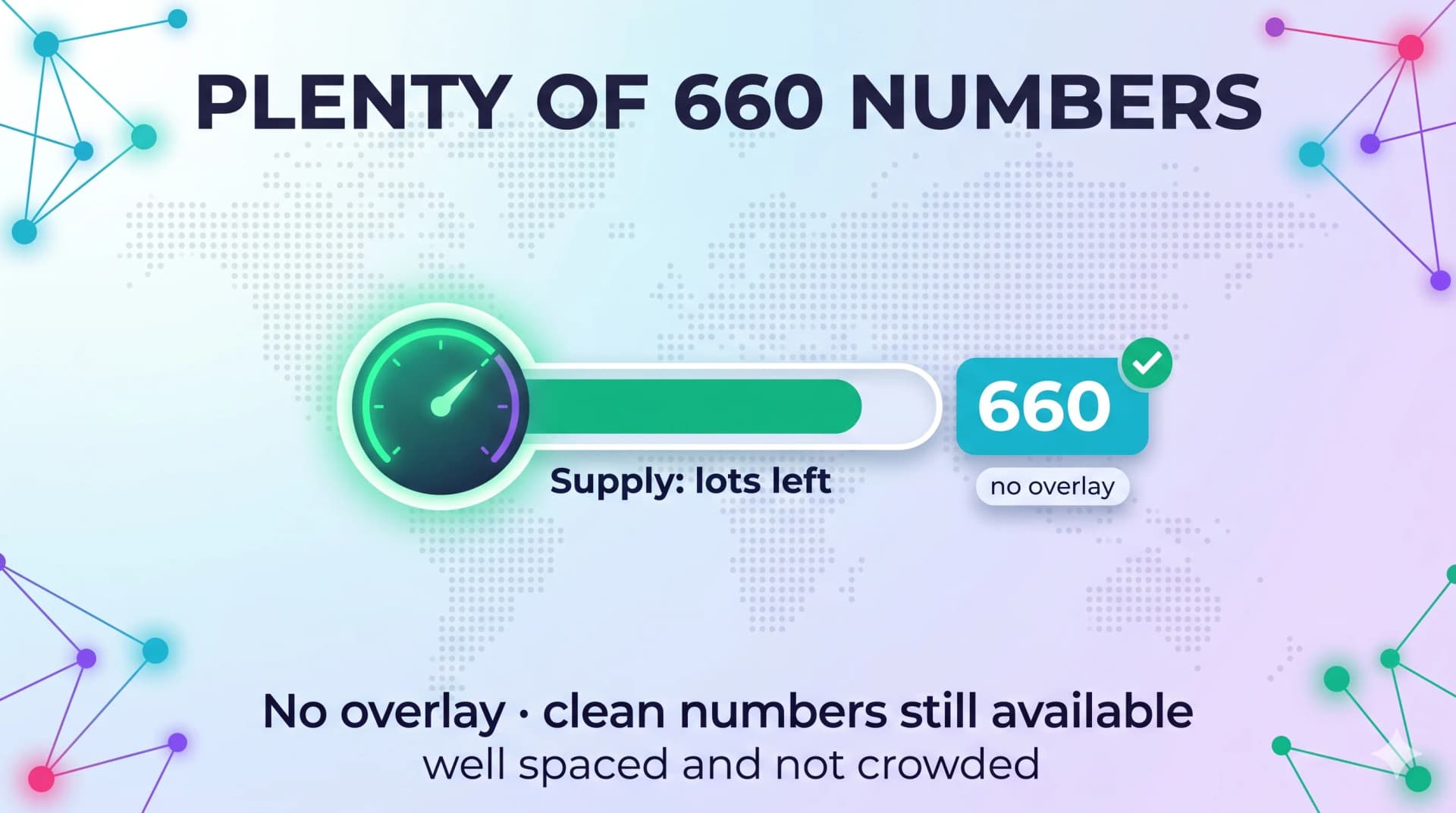 Supply gauge showing plenty of 660 numbers still available with no overlay and clean, well-spaced numbers