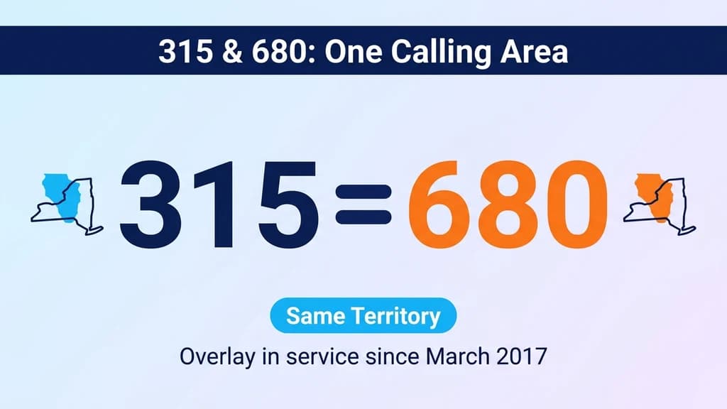 Bold typographic graphic reading 315 equals 680 under the label same territory, with a caption noting the overlay began in March 2017