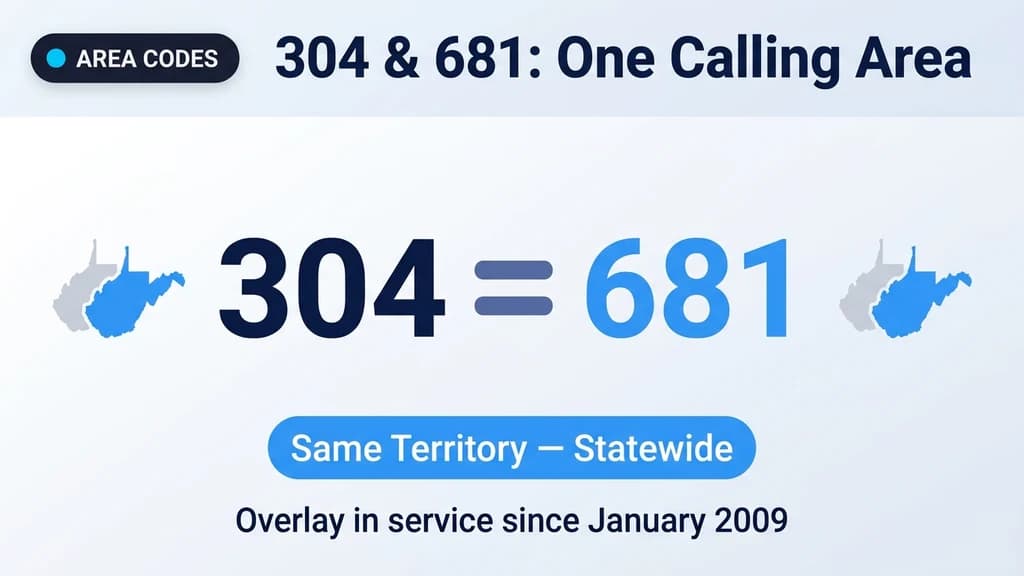 Bold typographic graphic reading 304 equals 681 under the label same territory statewide, with a caption noting the overlay began in January 2009