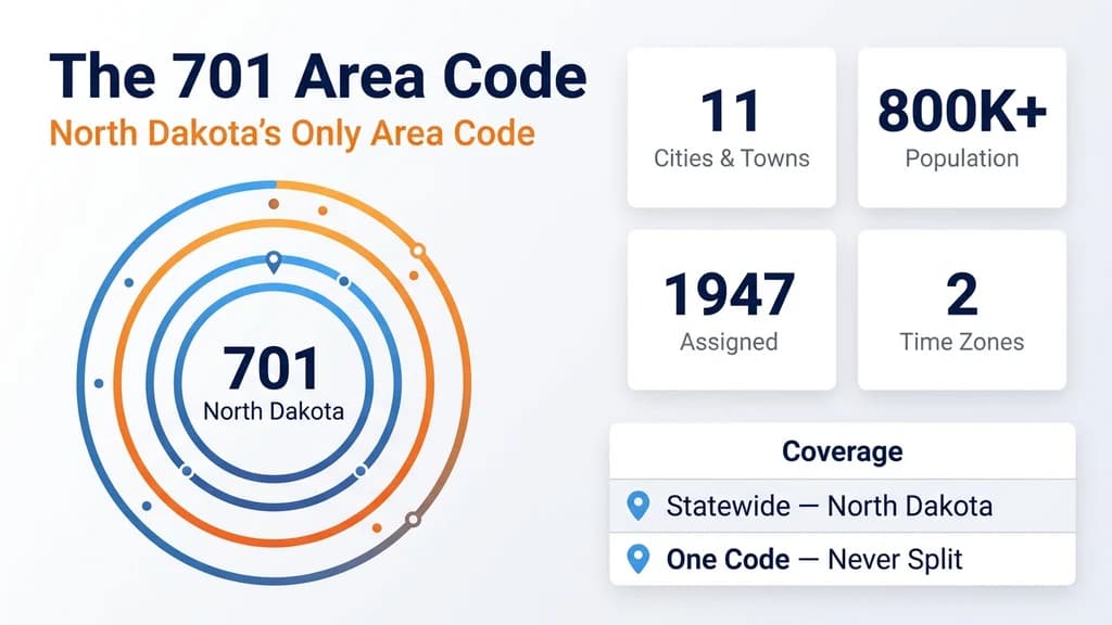 Concentric ring diagram centered on North Dakota with stat panels showing population, cities, launch year, and time zones