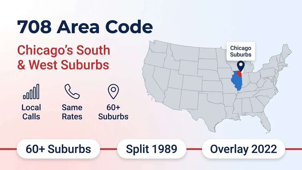 Map of the United States with Illinois highlighted and a pin on Chicago's south and west suburbs, next to stat chips reading 60+ suburbs, split 1989, and overlay 2022