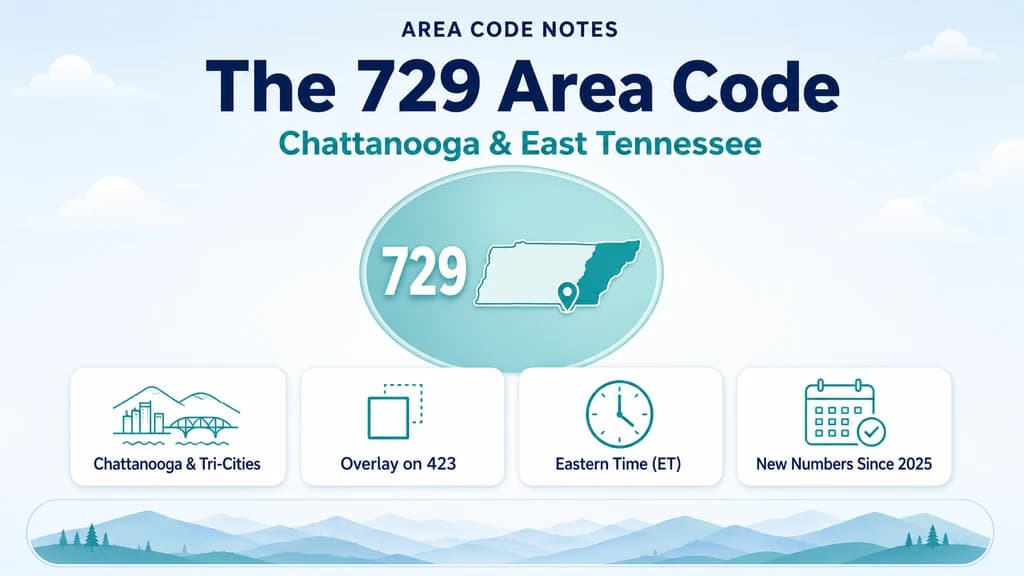 Teal and green phone guide banner with a Tennessee silhouette pinned on Chattanooga and icon callouts for coverage, rollout timeline, and time zone